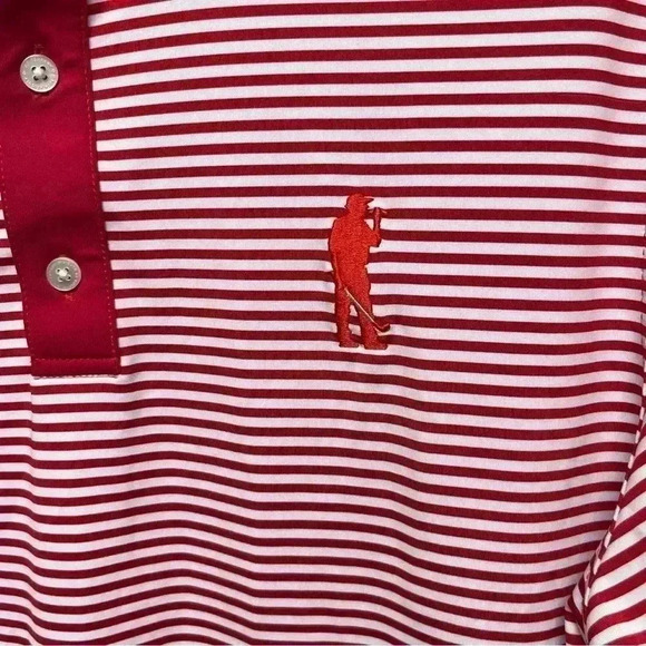 USAG U Suck At Golf Polo Shirt Mens Medium Red Stripe Beer Performance Stretch - Picture 4 of 7